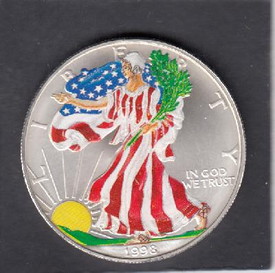 Beschrijving: 1 Dollar  EAGLE coloured